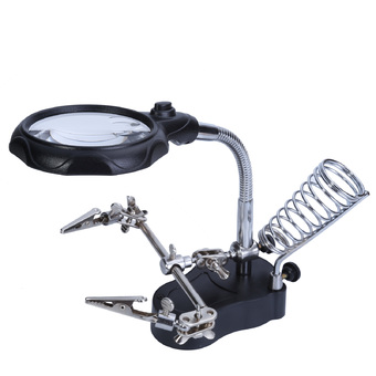 NEW Helping Hands Magnifying Glass With LED Light Vise Clamps + Soldering stand ที่วางหัวแร้งบัดกรี และโคมไฟ