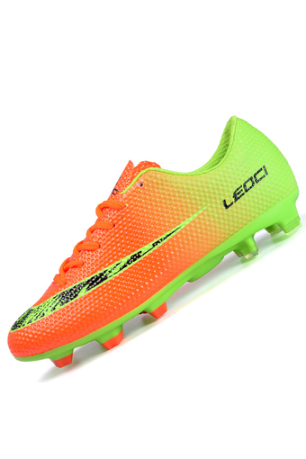 PINSV Men's Outdoor Football Shoes Boots Spike Soccer Shoes (Orange)