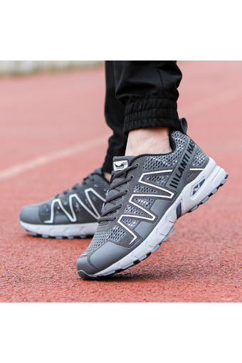 PINSV Men Fashion Breathable Sports Running Shoes (Grey)