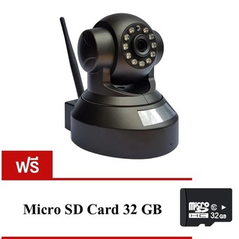 P2P IP Camera กล้องวงจรปิดไร้สาย IP Camera Full HD 1.0MP ติดตั้งง่าย (Black) แถมฟรี Micro SD Card 32GB มูลค่า390บาท