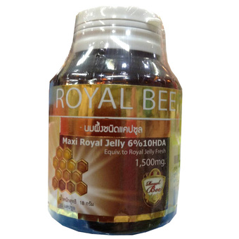 Royal Bee นมผึ้งรอยัลเจลลี่ Maxi Royal Jelly 6% 10HDA 30 Caps. ( 1 กระปุก)