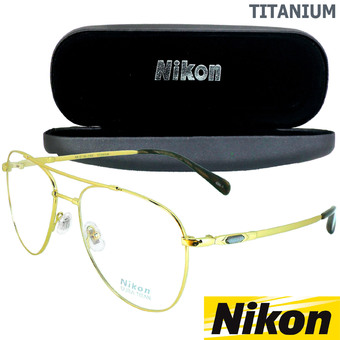 Nikon กรอบแว่นตา รุ่น NC-3176 สีทอง TITANIUM NICKEL FREE(ขาข้อต่อ ไทเทเนียม)MADE IN JAPAN