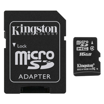 KINGTON MICRO SDHC CLASS4 16GB+ADAPTER - Black