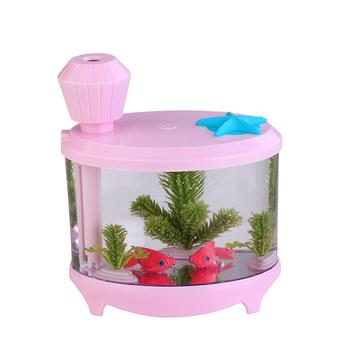 Leegoal 460ml USB Portable Small Fish Tank Cool Mist Aroma Humidifier Air Purifier with 7 Cloor LED Lights and Timer for Office Home Kids Bedroom(Pink)