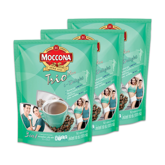 MOCCONA ทรีโอ+ ไอ-ดีไลท์ 18กรัม แพ็ค 10 ซอง (แพ็ค 3 ถุง)