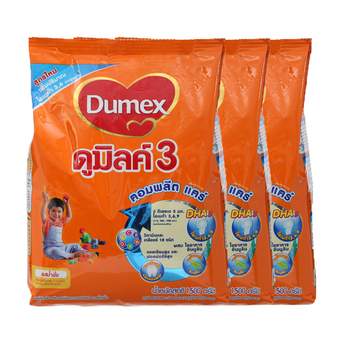 ขายยกลัง ! DUMEX ดูเม็กซ์ นมผง ดูมิลค์ สูตร 3 รสน้ำผึ้ง 1500 กรัม (แพ็ค 3 ถุง)