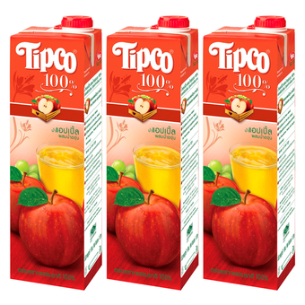 TIPCO ทิปโก้ น้ำแอปเปิ้ลผสมน้ำองุ่น 100% 1000 มล. (แพ็ค 3 กล่อง)