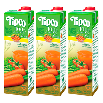 TIPCO ทิปโก้ น้ำผักผลไม้รวม 100% 1000 มล. (แพ็ค 3 กล่อง)