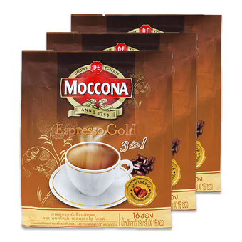 MOCCONA มอคโคน่า กาแฟปรุงสำเร็จชนิดผง ทรีโอ เอสเปรสโซ่ โกลด์ 19 กรัม x 16 ซอง (แพ็ค 3 ถุง)