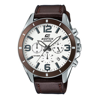 Casio Edifice Chronograph นาฬิกาข้อมือผู้ชาย สีดำ สายหนัง รุ่น EFR-553L-7B