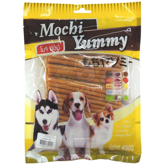 Mochi Yummy ขนมสำหรับสุนัข เส้นนิ่มกลม รสไก่ 450g.