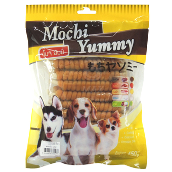 Mochi Yummy ขนมสำหรับสุนัข พันเกลียว รสไก่ 450g.