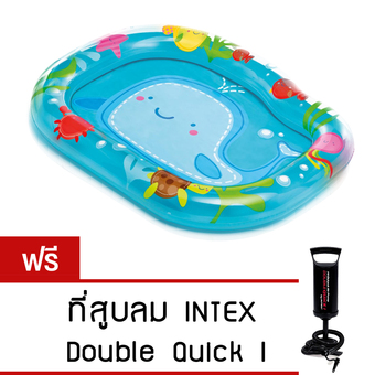 Intex สระเด็ก Lil' Whale Baby Pool ขนาด 112x84x13 ซม. รุ่น 59406 (ฟรีปั้มลมIntex Quick I)