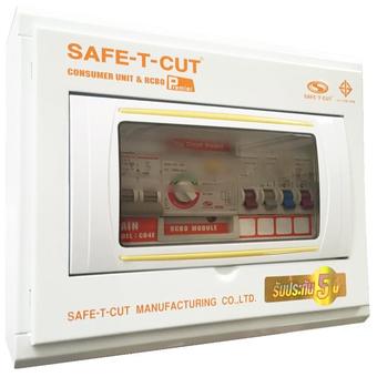 SAFE T CUT ตู้รวมวงจรเครื่องตัดกระแสไฟฟ้าอัตโนมัติ ขนาด 4 ช่อง 50A (สีขาว)