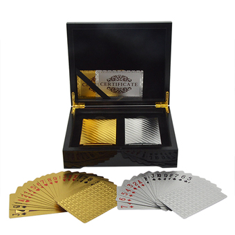 24K Gold Plated Playing Cards With Big Wooden Box - Intl