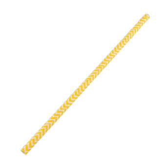 25 Pieces V-shaped Groove Striped Paper Drinking Straws (Yellow)