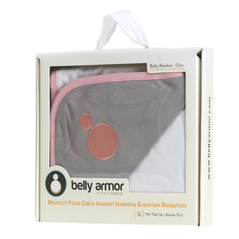 GLOWY Belly Armor ผ้าห่มกันรังสี รุ่น Belly Blanket Chic - Juno สีขาวขอบชมพู