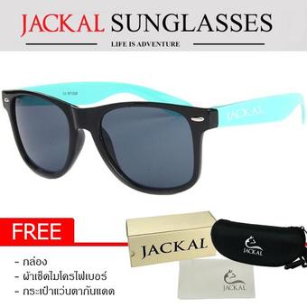 JACKAL SUNGLASSES แว่นตากันแดด รุ่น TRAVELLER JS084 (Black/Light Blue Arms/Smoke Lens) ฟรี กระเป๋าแว่นตา+ผ้าเช็ดแว่น