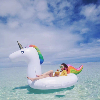 Unicorn inflatable floating bed drainage