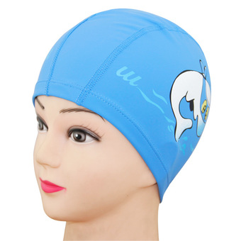 PAlight Cartoon Kids Swimming PU Waterproof Cap (blue) (Intl)