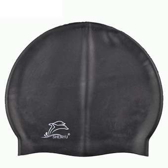 360DSC Silicone Swimming Cap Waterproof High Elasticity Swim Cap for Adult & Children - Black