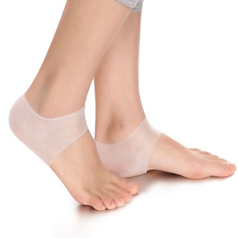 Yika 2PCS Moisturizing Gel Heel Socks Cracked Foot Silicone Protective Pads (White)