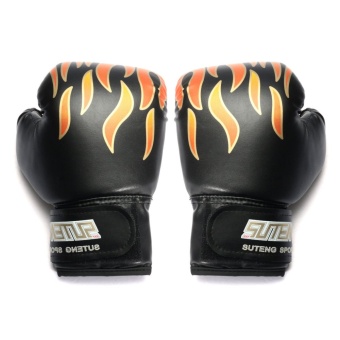 5 OZ Children Kids FIRE Boxing Gloves Sparring Punching Fight Training Age 3-12 Black