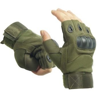 Outdoor Airsoft Hunting Cycling Motorcycle Driving Tactical Fingerless Gloves L Army Green