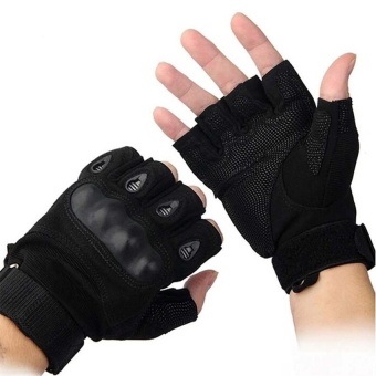 Outdoor Airsoft Hunting Cycling Motorcycle Driving Tactical Fingerless Gloves M (Black)