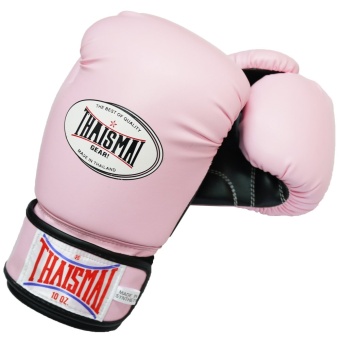 Thaismai นวมมวย BG-124 Boxing Gloves PU Two tone - สีชมพู / ดำ(6 OZ.)
