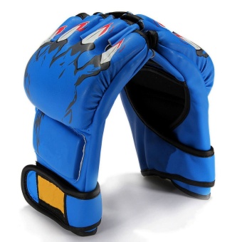 New MMA UFC Sparring Grappling Boxing Fight Punch Ultimate Mitts Leather Gloves Blue