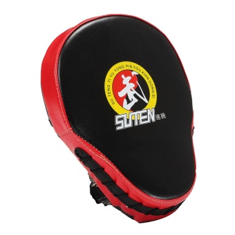 23x19x5cm Boxing Glove Mitt Hand Target Focus Punch Pad For Karate MMA Training Red Edge Black Surface - Intl