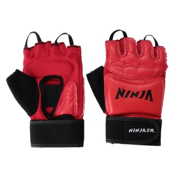WiseBuy Pair NINJA Half-Finger Gloves Red for Boxing Fighting Protection Professional ร้านค้าดี ราคาถูกสุด - RanCaDee.com