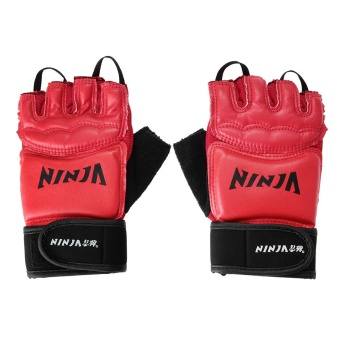 WiseBuy Pair NINJA Half-Finger Gloves Red for Boxing Fighting Protection Professional ร้านค้าดี ราคาถูกสุด - RanCaDee.com