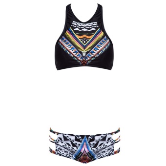Fashion Women Bikini Geometry Print High Neck Push up Swimsuit Swimwear Set (Intl)