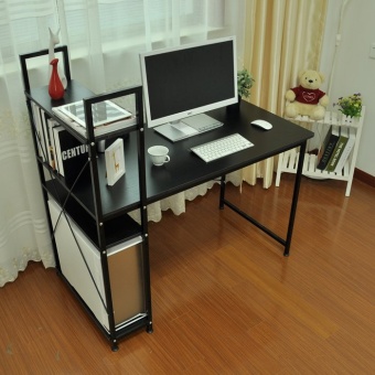 Mylazydesk โต๊ะทำงาน โต๊ะคอมพิวเตอร์ สวยๆ พร้อมโต๊ะวางคอม รุ่น H สีดำลายไม้ ขนาด 120x60x120 cm.