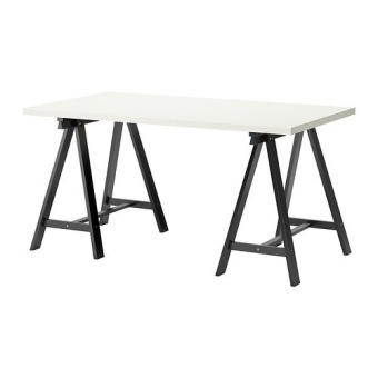 LINNMON โต๊ะทำงาน ขาตัว A, Work table 75*150 cm (ดำ,ขาว)
