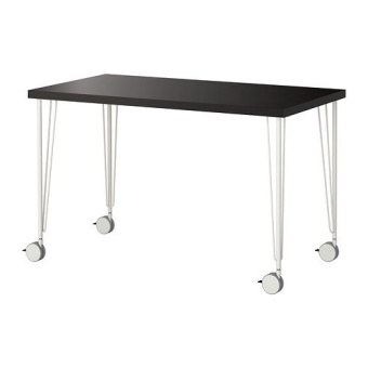 LINNMON โต๊ะทำงานมีล้อ Work table 60*120 cm (น้ำตาล-ดำ,ขาว)