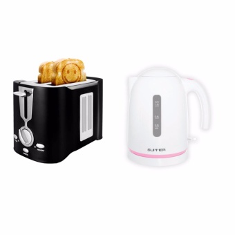 SUMMER Smiley Toaster เครื่องปิ้งขนมปังหน้าอมยิ้ม-สีดำ/ กาต้มน้ำไฟฟ้า ขนาด 1.2 ลิตร สีชมพู(Black)