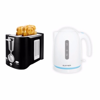 SUMMER Smiley Toaster เครื่องปิ้งขนมปังหน้าอมยิ้ม-สีดำ/ กาต้มน้ำไฟฟ้า ขนาด 1.2 ลิตร สีฟ้า(Black)