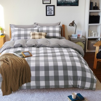 Bedding Cheap ผ้าปูที่นอน ชุดผ้านวม เกรด A 6 ฟุต 6 ชิ้น - ลายสก๊อต101
