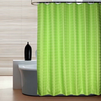 HHsociety ผ้าม่านห้องน้ำ Polyester 100% เกรด Premium ลายสี่เหลี่ยม - สีเขียว