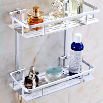 Home Bathroom Space Side Mount Shower Caddy Storage Organizer Shelf Rack Soa 2 Layers - Intl