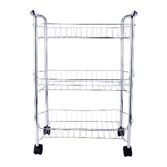 3-Tier Multi-Purpose Removable Kitchen Laundry Bathroom Utility Cart Storage Rack Basket Shelves Stand with Rolling Wheels