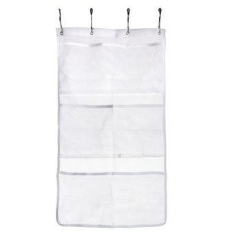 6 Pocket Bathroom Tub Shower Hanging Mesh Organizer Storage Bag White