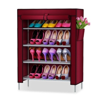 Shoe racks Non-woven fabrics furniture Shoe cabinet shoe storage shelf for shoes (red wine) - Intl