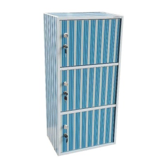 KK Shop ตู้ล็อคเกอร์3บาน รุ่น Color box-3DK (ลายเส้นสีฟ้า)