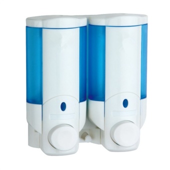 Double Soap Sanitizer Liquid Dispenser Lotion Pump Wall Mounted Bathroom Blue