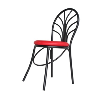 Inter Steel เก้าอี้เหล็ก มีพนักพิง รุ่น CH555 โครงสีดำ - เบาะสีแดงสด