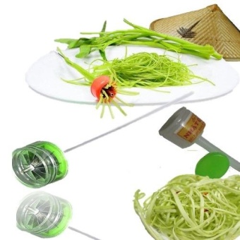MOMMA ต้นตำรับเวียดนามแท้ มีดสแตนเลส ปอก ซอย ผักบุ้ง ฝอย พร้อมปอกด้ามหุ้ม สีเขียว (Original Vietnam Knife Peeling Vegetable Water Spinach Splitter : dao che rau muong)(Green)
